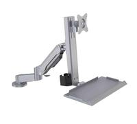 NBYGSC Work Two Arm with Engineering Keyboard Monitor Stand Swivel Adjustable Silver Desktop Style Play