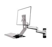 NBYGSC Work Wall Mount Non Foldable with Engineered Tray Dual Arm Single Monitor Stand Silver Color Play