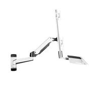 NBYGSC Work Wall-Mounted Two-Section Arm Dual Monitor Bracket for Screen 15-24 Inches with Keyboard and Mouse Tray Play