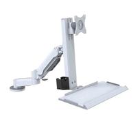 NBYGSC Work White Dual Arm Table Style Monitor Stand with A Regular Tray That Can Rotate and Support Up to 25kg Play