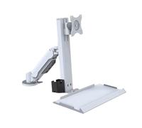 NBYGSC Work White Single Arm with Engineered Keyboard Mouse Tray Swivel Adjustable Monitor Stand Play