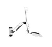 NBYGSC Work White Wall-Mounted Single Arm Dual Monitor Bracket for Screen 15-27 Inches with Keyboard and Mouse Tray Engineering Play