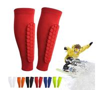 Nbzsmlkn Espinilleras De Esquí Para Adultos Y Adolescentes, Almohadillas Transpirables De Espuma EVA Para Piernas, Mallas Elásticas Anticolisión Para Esquí Y Snowboard (Rojo,M)