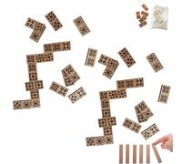 Nbzsmlkn Juego De Dominó De 28 Fichas con Bloques para Patchwork, Juego De Dominó De Madera Grabado para Adultos, Idea De Regalo para Amantes del Patchwork (2set)