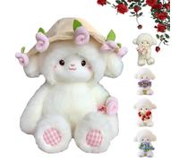 Nbzsmlkn Ramo De Oveja Bebé, Peluche De Cordero con Ramo De Rosas Y Capucha De Flores Desmontable para Decoración del Hogar Y Regalos De Cumpleaños. (Rosa - 30 cm)