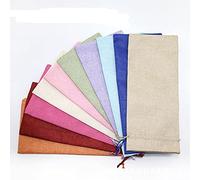 NC 10 bolsas de regalo para botellas de vino de arpillera con cordón de Navidad, bolsas de vino de yute natural, arpillera de champán, bolsas de yute y vino tinto