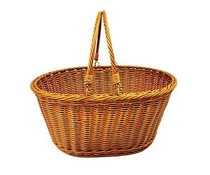 NC Cesta de mimbre hecha a mano, cesta de mimbre ovalada, cesta de almacenamiento de imitación de mimbre para la compra, cesta de picnic con asa, para recoger huevos, para boda, cesta de Pascua