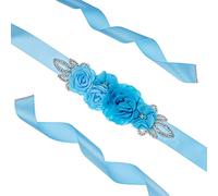 NC Cinturón nupcial hecho a mano para boda, cinturón de boda embarazada, cinturón de novia para novia, vestido de fiesta de bebé, cinturón con flores y perlas de diamantes de imitación