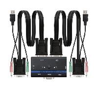 Nanocable Conmutador KVM 10.12.0001 – 2 PCs, VGA+USB, con cable, Negro