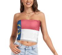 Nc North Carolina State Flag - Camiseta corta sexy para mujer, brasier sin tirantes para mujer, Bandera del estado de Carolina del Norte, Medium