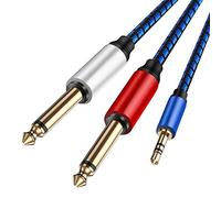 NC XIQN - Cable divisor de audio estéreo mono y estéreo de 3,5 mm a doble 6,35 mm TS de 6,35 mm