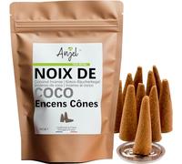 NCA 10 Conos de Incienso con Aroma de Coco - Incienso 100% Natural de relajación meditación purificación + Quemador para Incienso