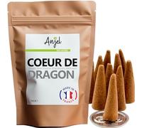 NCA - Lote de 10 conos de incienso con aroma a corazón de dragón, 100 % natural de relajación meditación purificación + quemador para incienso