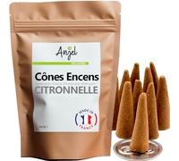 NCA - Lote de 10 conos de incienso con aroma de limón, incienso 100% natural de relajación meditación purificación + quemador para incienso