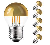 NCC-Licht 5 bombillas LED de filamento, 4 W, casi 40 W, E27, espejo de cabeza, color dorado, blanco cálido, 2700 K, retrofit nostalgie