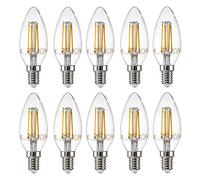 NCC-Licht Lote de 10 bombillas LED de filamento, 4 W, casi 40 W, E14, luz blanca cálida, 2700 K (4 W transparentes, 10 unidades)