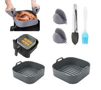 NCCHDZSW Molde de Silicona Freidora de Aire 6 Pack con 1 Molde Olla de Silicona 2 Guantes 1 Pinzas y 1Pincel, Plegable Reutilizables y Air Fryer Accessories para Airfryer Microondas Horno