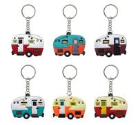 NCEJNY 6 Piezas Llaveros Originales de Caravana, Accesorios Camper, Mini Llavero Furgoneta para Regalo de Camping, Autocaravana y Viajes (6 Colores)