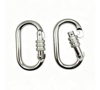 Ncheli 2 Pcs Mosquetón de Escalada Acero Galvanizado 25kN (MAX. 2550kg), Cierre de Rosca Mosquetón Trabajo Pesado para Hamaca Montañismo Rapel Columpio Camping (Plata)