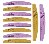 Ncheli Limas de Uñas 100/180 Set de 10 - Lavables Media Luna, con Regla de Medición y Guía de Formas, Arena de Acero de, Limas Profesionales para Manicura y Pedicura