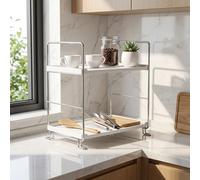 Ncheli Organizador fregadero,Bicapa Estanteria almacenaje cocina,Estante extraible armario,Almacenaje baño,Adecuado para condimentos,producto de limpieza,producto de cuidado de la piel reciba(Blanco)