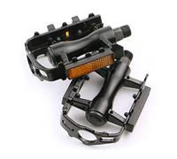 Ncheli Pedales para Bicicleta de Aluminio - Par de Pedales MTB 9/16" con Reflectores - Pedales Plataforma Antideslizantes para Bici de Carretera, Ciudad, BMX - Izquierda/Derecha (Negro)