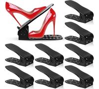 NCKIHRKK 10 Piezas Organizador de Zapatos, Guardar Zapatos de Altura Ajustable, Diseño Grueso y Antideslizante, Ahorra Espacio, Organizador Zapatos para Armario, Negro