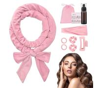 NCKIHRKK 9PCS Rizador Pelo Sin Calor, Rizador sin Calor del Sueño de Terciopelo, Heatless Hair Curlers, Ondas sin Calor, Rizadores de Pelo sin Calor con Cabello Medio y Largo, Rosa