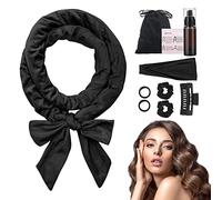 NCKIHRKK 9PCS Rizador Pelo Sin Calor, Rizador sin Calor del Sueño de Terciopelo, Heatless Hair Curlers, Ondas sin Calor, Rizadores de Pelo sin Calor con Cabello Medio y Largo, Negro