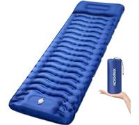 NCKIHRKK Colchon Hinchable Camping, 12 cm de Espesor Colchon Inflable Campings, Esterilla Hinchable Camping con Almohada y Bomba de Pie, Colchoneta Campings para Dormir para Senderismo Mochilero, Azul