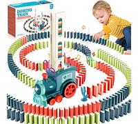NCKIHRKK Dominó Tren Juguete,160 Bloques de Dominó Tren Eléctrico Juego,Tren Eléctrico Domino,Juego de Juguete de Tren de Dominó con Luz y Sonido,Juguete Educativo para Niños Mayores de 3 Años (Azul)
