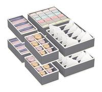 NCKIHRKK Juego de 8 Organizador Ropa Interior, 24/8/6 Compartimentos Organizadores de Cajones, Organizador Cajones para Guardar Ropa Interior, Calcetines, Pantalones, Corbatas, Gris Claro
