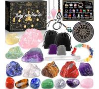 NCKIHRKK Juego Regalo de Piedras y Cristales Curativos, Coleccion Minerales Piedras Naturales, Set de Piedras Chakras con Pendulo, Piedras Preciosas para Reiki, Yoga, Meditación, Sueño y Estudio