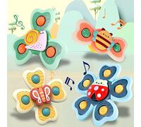 NCKIHRKK Juguete de Baño Bebe, 4 Piezas Spinner Bebe Juguetes Giratorios con Ventosa, Juguetes Bañera para Bebe, Juguetes Baño para Bebés Niñas y Niños Mayores de 12 Meses
