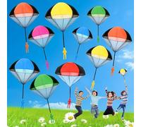 NCKIHRKK Juguete Paracaídas de 12 Piezas, Juegos al Aire Libre y Paracaídas Juguete con Soldados, Mini Paracaidas Infantil - Juegos Aire Libre para Niños, 2 Posiciones de Salto y 6 Colores