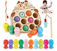 NCKIHRKK Juguetes Montessori Magnéticos de Pesca en Madera para Niños 2-5 Años, Juegos Educativos, Regalo de Cumpleaños