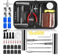 NCKIHRKK Kit Antipinchazos Coche, 82 Piezas Kit Reparación de Neumáticos, con 20 Mecha Pinchazos, 1 Manómetro Presión, Kit Repara Pinchazos Coche per Coche Moto Tractores Camiones MTB