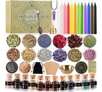 NCKIHRKK Kit de Brujería, Suministros de Brujería, Con Kit de Velas de Colores y Flores Secas, Mini Piedras Naturales, para Meditación, Oración, Regalo para Mujer Regalos Originales