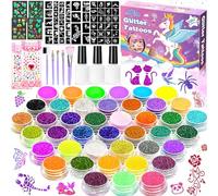 NCKIHRKK Kit de Tatuajes Purpurina Temporales,Brillos para Cara para Niños Niñas Adult para Cara y Cuerpo,42 Colores,145 Plantillas,Glitter Maquillaje para Regalo Halloween Cumpleaños Carnaval Pascua