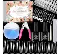 NCKIHRKK Kit de Uñas Postizas, 504 Piezas Uñas de Gel, Kit de Uñas Postizas Acrílico, Poligel Kit Principiante Con Pegamento 7 en 1, Mini Lámpara de Uñas Semipermanentes