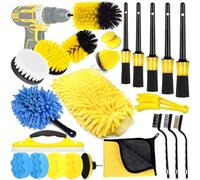 NCKIHRKK Kit Limpieza Coche, Cepillo Limpieza Coche para Interior y Exterior, Kit de Lavado de Auto Moto con Cepillo para Taladro, Esponja Pulir Coche, Detailing Coche Profesional