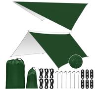 NCKIHRKK Toldo de Refugio Camping 3x3M, Tienda de Campaña Tarp Impermeable con 6 Cuerdas + 6 Clavos de Tierra + 2 Bolsa de Guarda, Lona Toldo Camping para Vivac, Picnic, Playa, Hamaca, Furgoneta