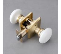 NCL - Pomos de puerta blancos, perillas de puerta interiores, manijas cuadradas de porcelana, manijas de puerta de privacidad, cerraduras de puerta para dormitorio y baño, latón satinado