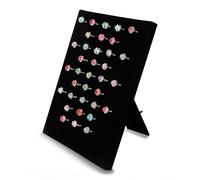 NCOALE Bandeja para joyas, terciopelo negro, soporte para anillos con 50 compartimentos para tarjetas, joyero expositor de joyas, organizador de anillos, pendientes, expositor de anillos