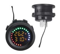 NCONCO Voltímetro de coche DC 12V con pantalla digital LED, pantalla en color, voltímetro, monitor de temperatura, medidor para coche, motocicleta, camión, barco, marino