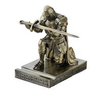 NCQIXIAO Soporte medieval para bolígrafos, organizador de escritorio y accesorios, soporte de resina para teléfono móvil como regalo para oficina y hogar (bronce)