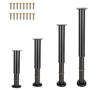 NCRGB 4 PCS Patas Pies Ajustables Pata de MeAjustable,Regulables con 16 Kit Destornillador y Tornillos,para Armarios Mesillas de Noche Camas Escritorios Cómoda Estantería (Negro, 40-70 cm)