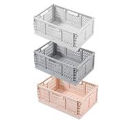 NCRGB Caja plegable, cesta de almacenamiento, plegable, estable, pequeña y grande, cesta de almacenamiento para cocina, dormitorio, oficina (3 claros, 30 x 20 x 12 cm)