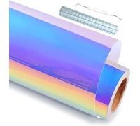 NCRGB Vinilo permanente holográfico azul 30 × 150 cm con respaldo de PET, rollo de vinilo autoadhesivo para todas las máquinas de corte, vinilo permanente para exterior para decoración del hogar,