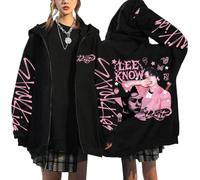 NCTCITY Cremallera Sudadera con capucha Cardigan Abrigo con capucha Stray Kids Debe E-Girl Y2K Gótico Ocio Sudaderas BangChan Lee Know Changbin Hyunjin Han Felix Seungmin I.N, A-Black-5, XXL